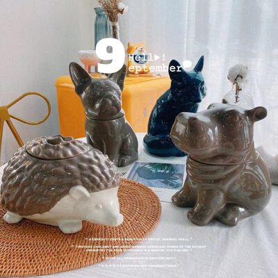 储物罐陶瓷摆件陶瓷出口美国陶瓷狐狸