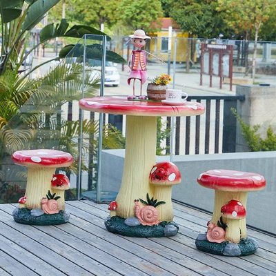户外树脂桌椅幼儿园卡通蘑菇大摆件家居创意户外桌椅庭院太阳景观