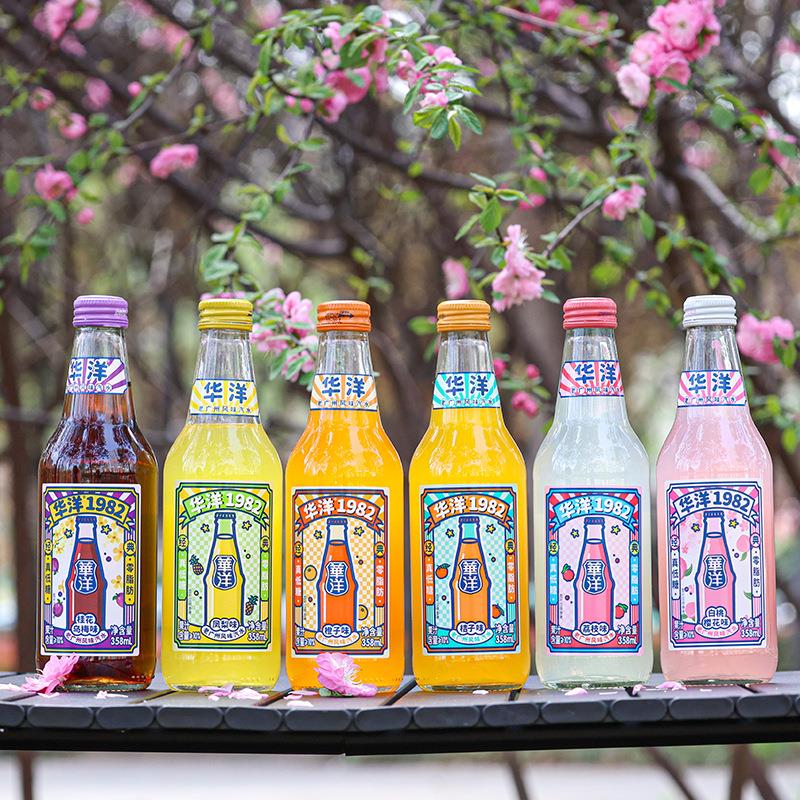 华8洋19料82GPD果汁汽水35ml*6瓶酸饮真低糖0脂碳肪玻璃瓶
