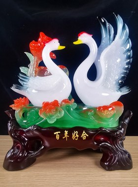 大号百年好合天鹅摆件结婚礼物客厅新房摆设送闺蜜朋友新婚庆礼品