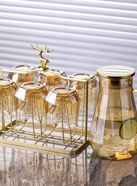 水具摆件大容量冷水壶水具套装耐高温水杯泡茶杯子高档颜值玻璃杯