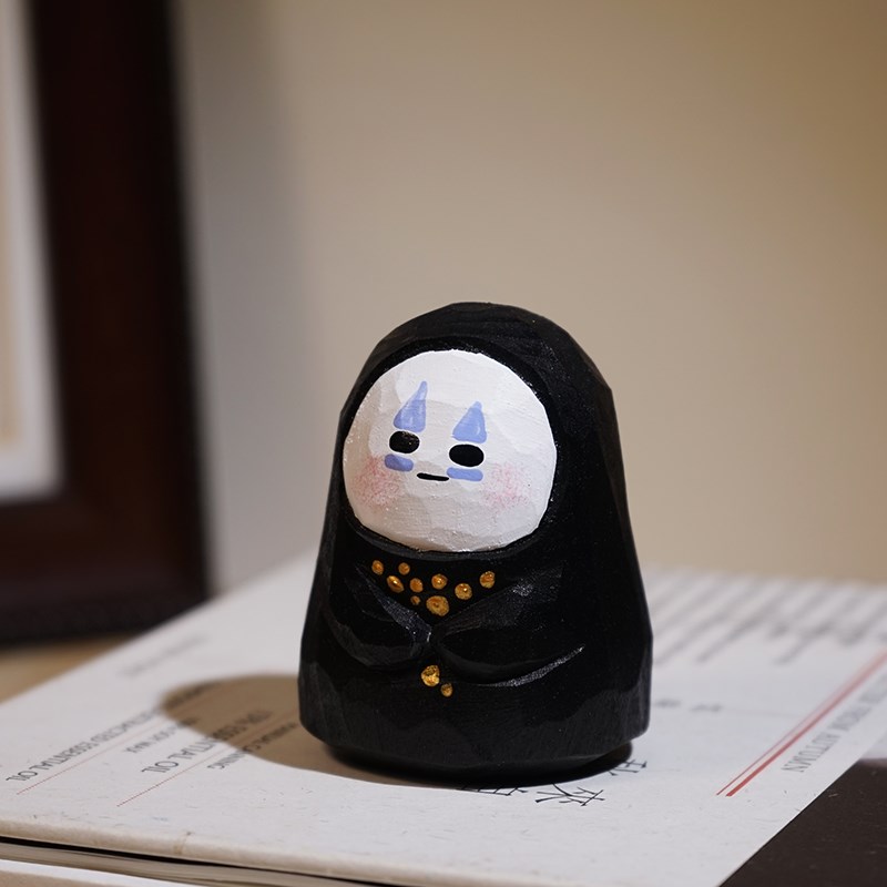 无脸男拿麦穗手工木雕小摆件可爱卡通治愈系办公室书桌摆放装饰品