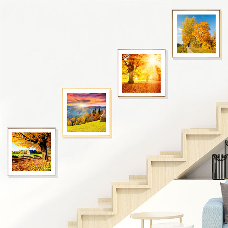 楼梯间装饰画秋天风景餐厅挂画卧室床头客厅沙发背景现代简约风景