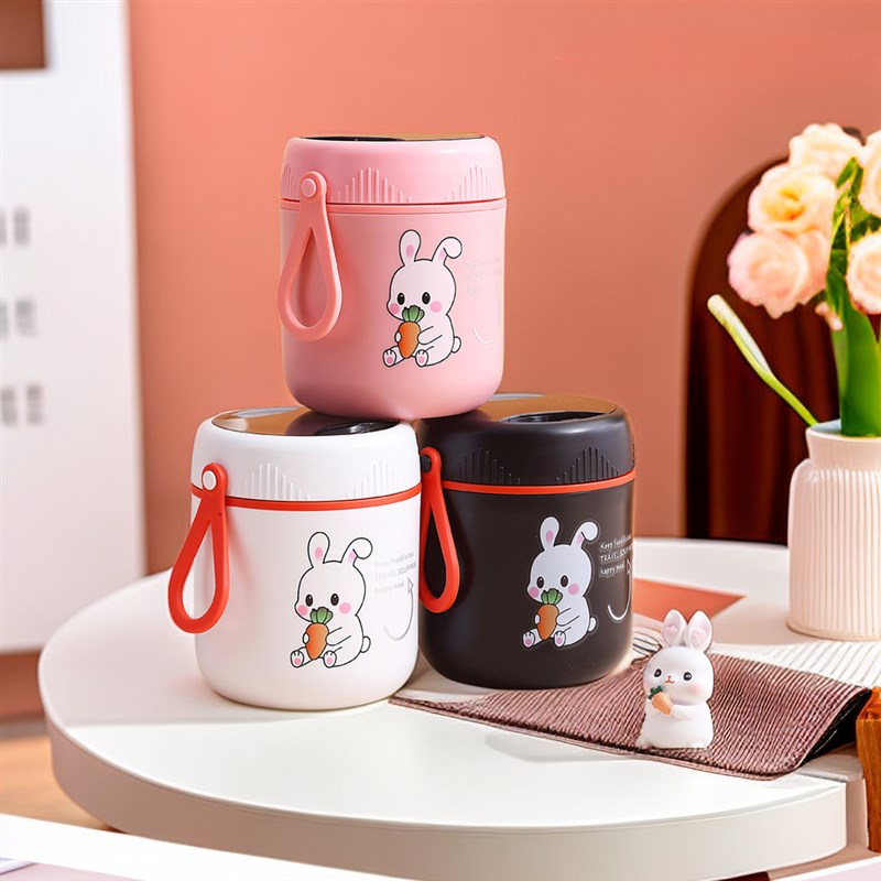 不锈钢保温汤杯500ml带盖餐具学生燕麦杯微波炉防漏早餐汤杯