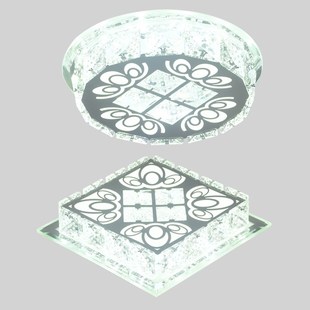 2024新款水晶过道走廊灯玄关入户灯嵌入式10公分筒灯明装变光LED