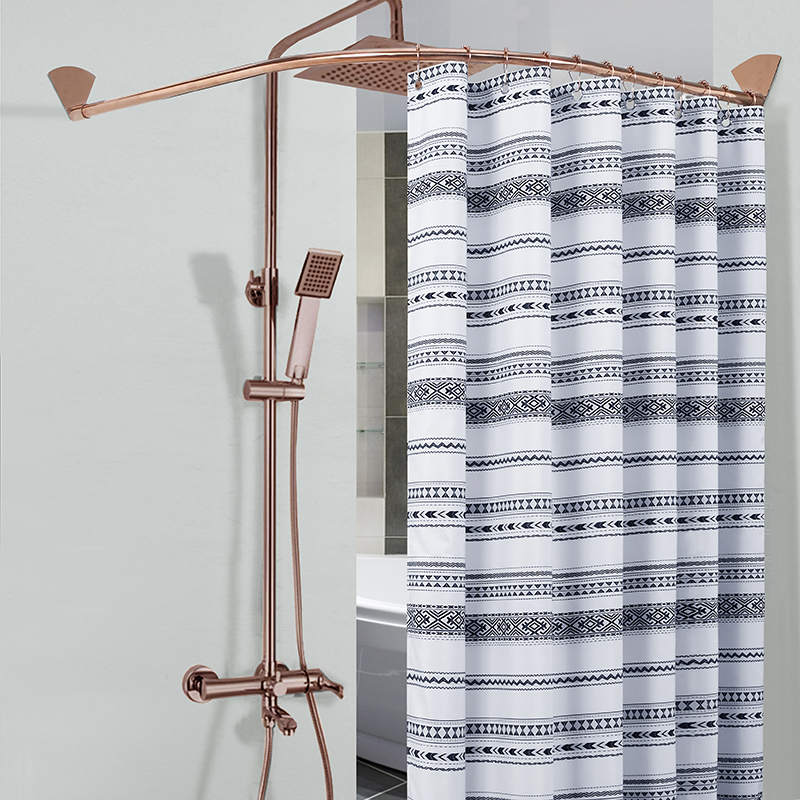 欧式定做弧形浴帘杆304不锈钢免打孔卫生间浴帘隔断帘挂帘L形杆