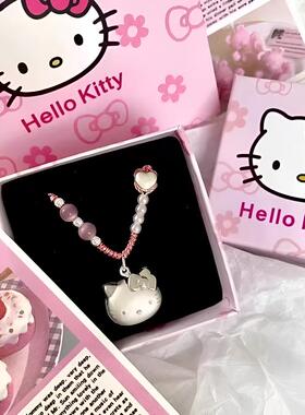 足银999猫头纯银hellokitty吊坠
