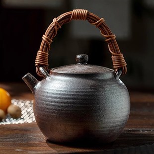 景德镇家用大号煮水壶藤编提梁茶壶电陶炉明火加热原矿陶泥养身壶
