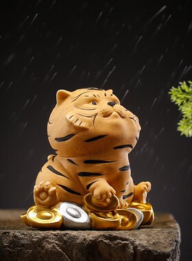 陶瓷虎年福虎招财可爱小摆件十二生肖吉祥物装饰品创意新年礼品