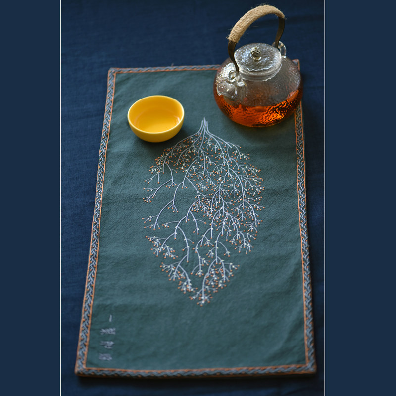 一叶知秋手工DIY茶席餐垫绣花材料包亚麻棉布欧式刺绣材料套件,居家布艺,缝纫DIY材料套装,淘宝优惠券,粉丝福利购,淘宝优惠卷