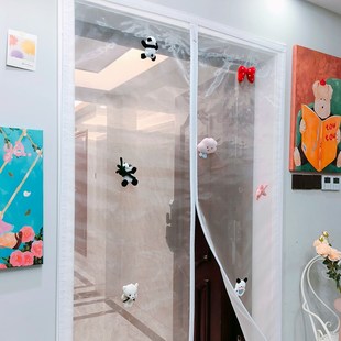 卡通娃娃公仔防蚊门帘家用魔术贴全磁条纱窗纱门防蝇自吸自粘夏