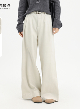记忆的起点休闲阔腿裤2025冬季新款高腰显瘦百搭直筒裤69AD28075