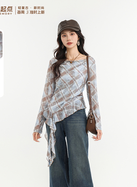 记忆的起点针织衫2026春季新款时尚气质显瘦格子打底衫70GC3502Z