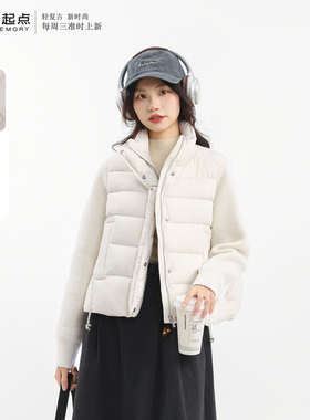 记忆的起点轻薄羽绒服2025冬季新款针织袖拼接保暖外套69AD96019