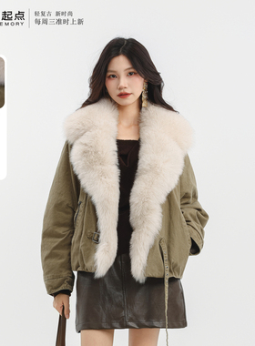 记忆的起点派克羽绒服2025冬季新款大毛领短款保暖外套69AD96026