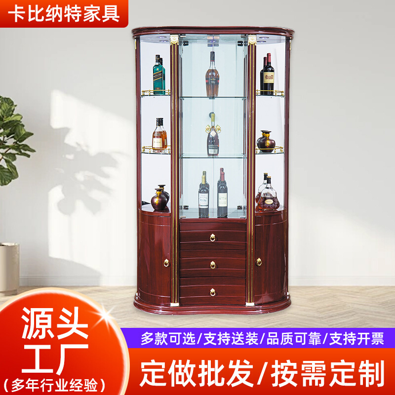 厂家定 做酒柜玻璃门展示柜高档餐边客厅靠墙储物柜现代简约