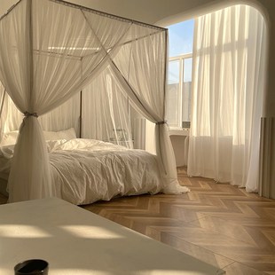 2021新款 夏天用白色民宿宫廷1.8m床1.5米蚊帐家用加密三开门日式