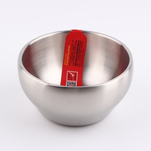 富尔兴304不锈钢碗双层防烫宝宝碗高度加厚吃饭碗汤碗特厚11-19cm