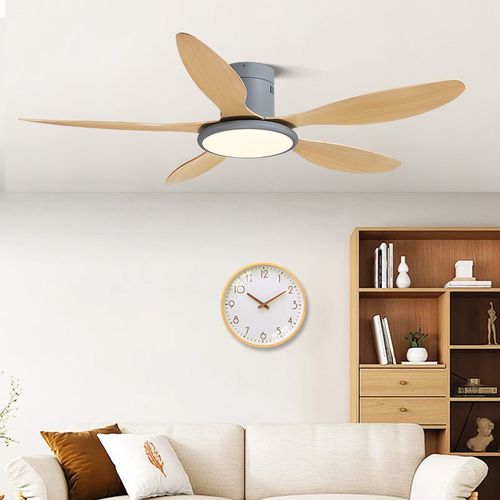 奥宏大风力吸顶风扇灯客厅电风扇卧室灯原木纹变频餐厅北欧吊扇灯