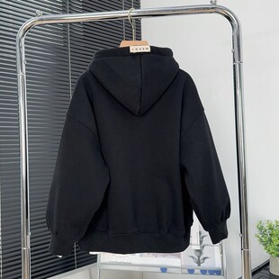 布芮欧童装男童黑色加绒卫衣冬款中大童一体绒帽衫儿童上衣63063