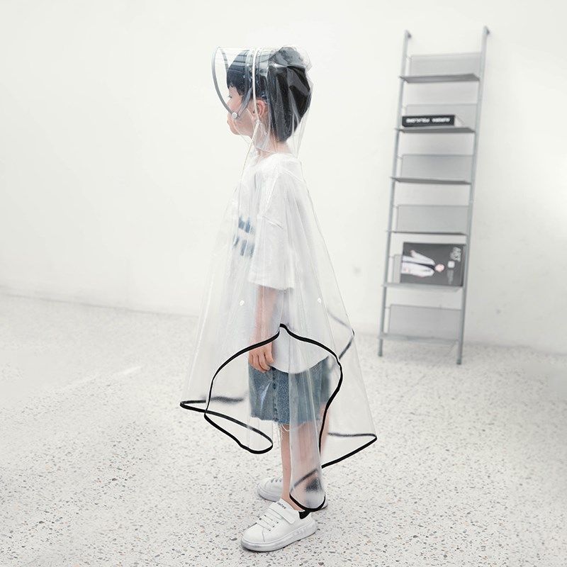 雨衣儿童4岁 3岁女幼儿全身长款宝宝透明大帽檐 小童男孩斗篷雨衣