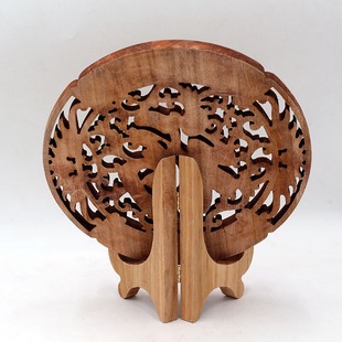 香樟木雕刻摆件福字圆形天然实原木玄关客厅壁挂装饰元宝镂空中式