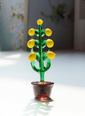 日式手工玻璃工艺品摆件小花盆景花向日葵雏菊玫瑰郁金香植物包邮