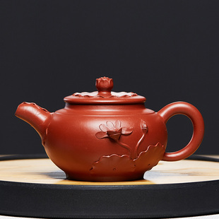 宜兴紫砂壶纯全手工朱泥泡茶壶潘壶名家堆绘家用功夫茶具套装