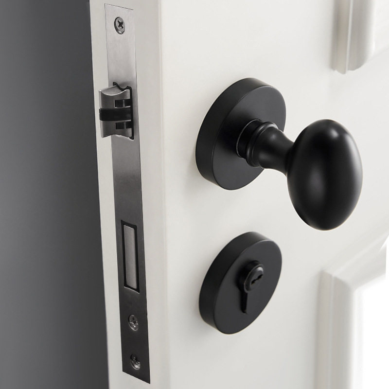 美式球形锁金色轻奢房门锁亮金pvd鸭蛋门把手黄古铜静音分体锁