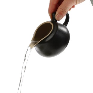 茗峰 陶瓷功夫茶具禅风黑公道杯瓷器有把公道杯黑陶茶海分茶壶