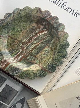 法式侘寂风天然大理石托盘设计师样板间软装首饰项链收纳托盘摆件