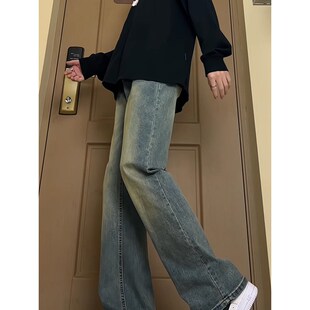 男夏季 宽松超长男裤 薄款 高个子190微喇裤 2024新款 加长微喇牛仔裤