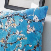 北欧创意艺术抱枕套梵高杏花星夜莫奈睡莲短毛绒布靠枕沙发靠垫套