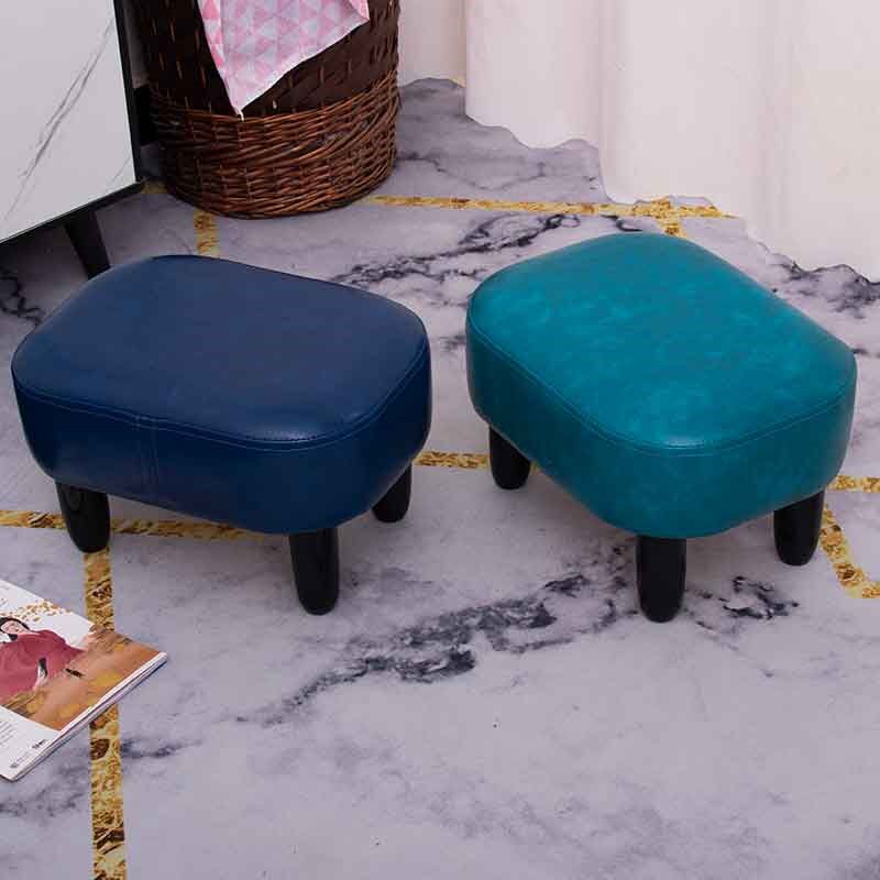 简约美式换鞋凳搁脚凳玄关入户穿鞋凳客厅加油板凳皮坐墩实木方凳