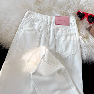 子ins潮牌老爹裤 设计感宽松直筒休闲裤 男春秋新款 白色阔腿牛仔裤