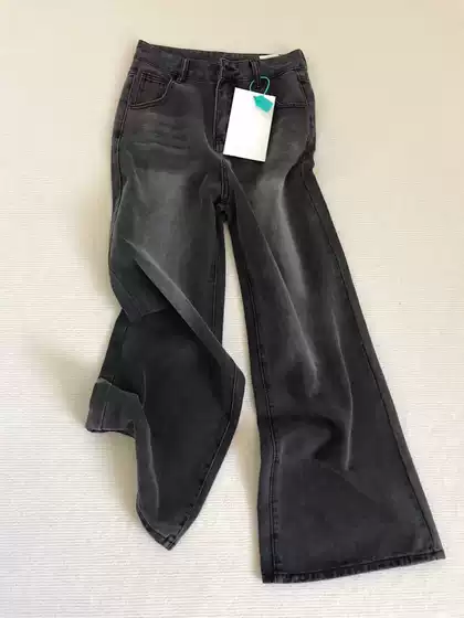 American Retro Black and Gray Jeans for Men 2026 Spring and Autumn New Loose Wide-Leg Design Niche Straight Pants