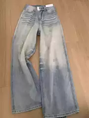 Light-Colored Washed Distressed Jeans for Men, Spring and Autumn, American Style Trendy Brand Design, Creased Loose Straight Wide-Leg Pants