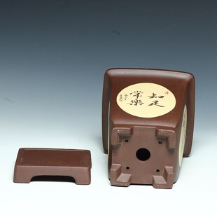 宜兴精品紫砂兰花盆带托盘陶瓷黄色高档室内花卉四方盆栽惠兰花盆