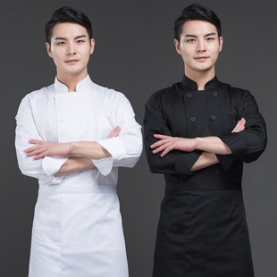 厨师服长袖酒店厨房加肥加大黑色男女中式中餐厨师工作服上衣食堂