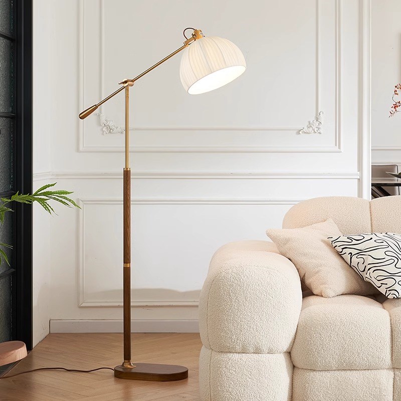 中古落地灯南洋风复古原木日式客厅卧室高级感氛围感美式立式台灯