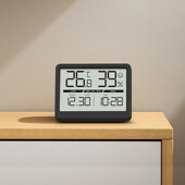 新款 家用 高精度电子温湿度计时钟室内温度湿度磁吸冰箱贴摆台式