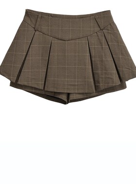 MICN圣马丁学院高腰V型半身裙裤女小个子显高显瘦a字裙jk百褶短裙