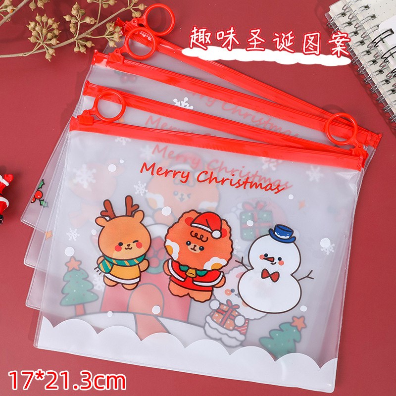 圣诞节礼物创意卡通圣诞文件袋拉链笔袋小学生奖励小礼品期末奖品