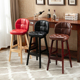 实木吧台椅子北欧酒吧椅高脚凳家用靠背吧凳创意复古咖啡前台吧椅