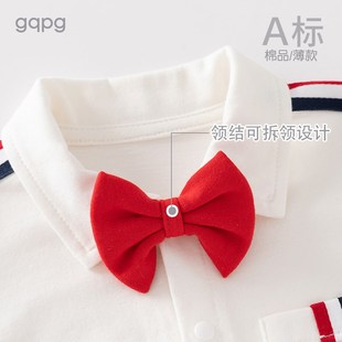 百日纯棉短袖 男宝宝满月服百天一周岁衣服薄款 连体衣 装 婴儿夏季