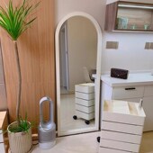 中古风简约全身镜美式 卧室落地穿衣镜防爆实木 玄关挂墙镜子新中式