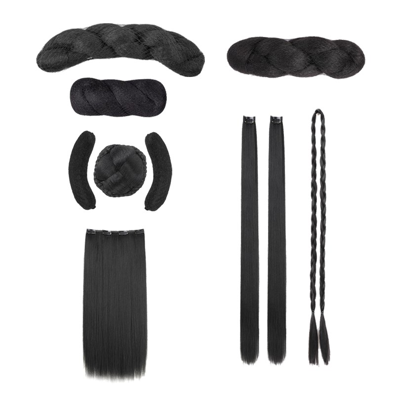 汉服假发古装发包盘发发髻百搭麻花包垫发包古风造型套装牛角发包