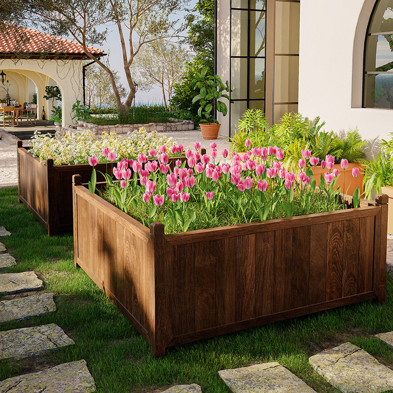 防腐木天台正方形特大号室外楼顶种植箱庭院子种菜花盆花园专用箱