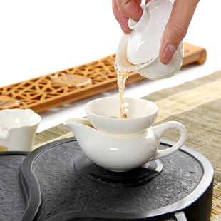 三才盖碗德化白瓷大号陶瓷功夫茶具猪油白4寸泡茶杯家用茶碗包邮