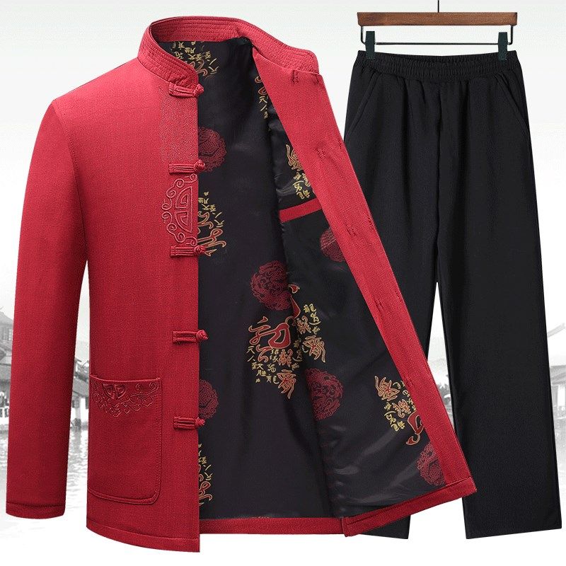 唐装男外套中老年套装中国风爸爸装夹克老人生日衣服爷爷装春秋季,男装,唐装,淘宝优惠券,粉丝福利购,淘宝优惠卷